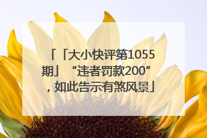 「大小快评第1055期」“违者罚款200”，如此告示有煞风景