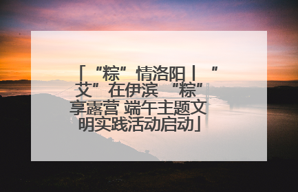 “粽”情洛阳丨“艾”在伊滨 “粽”享露营 端午主题文明实践活动启动