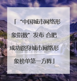 “中国城市网络形象指数”发布 合肥成功跻身城市网络形象榜单第一方阵