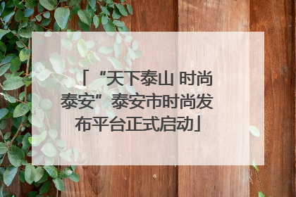 “天下泰山 时尚泰安”泰安市时尚发布平台正式启动