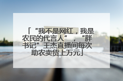 “我不是网红，我是农民的代言人”，“胖书记”王杰直播间每次助农卖货上万元