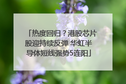 热度回归？港股芯片股迎持续反弹 华虹半导体短线强势5连阳