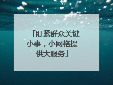 盯紧群众关键小事，小网格提供大服务