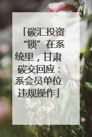 碳汇投资“锁”在系统里，甘肃碳交回应：系会员单位违规操作