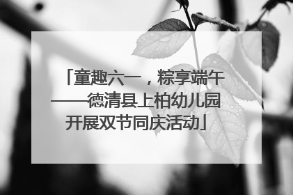 童趣六一，粽享端午——德清县上柏幼儿园开展双节同庆活动
