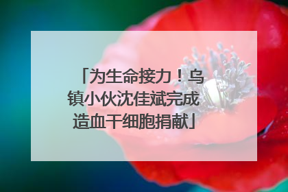 为生命接力！乌镇小伙沈佳斌完成造血干细胞捐献