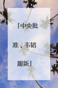 中央批准，韦韬履新