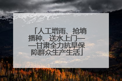 人工增雨、抢墒播种、送水上门——甘肃全力抗旱保障群众生产生活