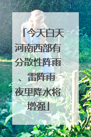 今天白天河南西部有分散性阵雨、雷阵雨 夜里降水将增强