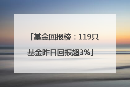基金回报榜：119只基金昨日回报超3%