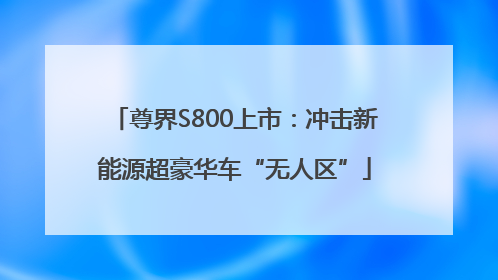 尊界S800上市：冲击新能源超豪华车“无人区”