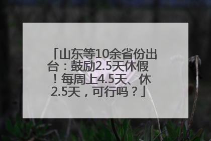 山东等10余省份出台：鼓励2.5天休假！每周上4.5天、休2.5天，可行吗？