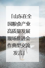 山东在全国粮食产业高质量发展现场推进会作典型交流发言