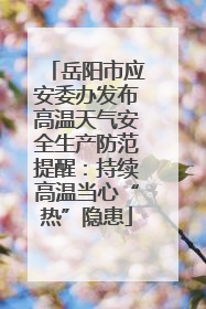 岳阳市应安委办发布高温天气安全生产防范提醒：持续高温当心“热”隐患