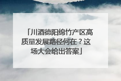 川酒德阳绵竹产区高质量发展路径何在？这场大会给出答案