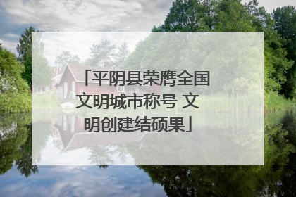 平阴县荣膺全国文明城市称号 文明创建结硕果