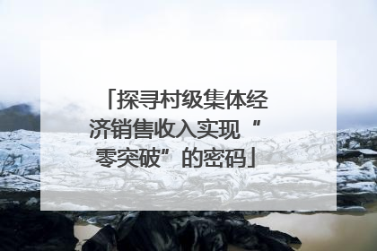 探寻村级集体经济销售收入实现“零突破”的密码
