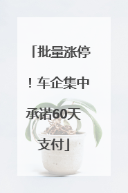 批量涨停！车企集中承诺60天支付