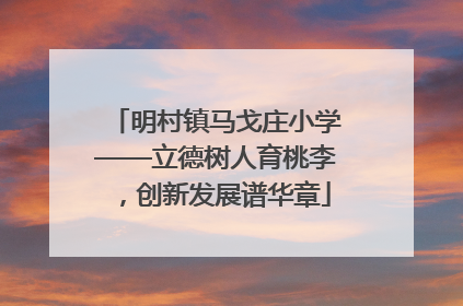 明村镇马戈庄小学——立德树人育桃李，创新发展谱华章