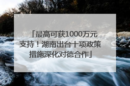 最高可获1000万元支持！湖南出台十项政策措施深化对德合作