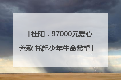 桂阳：97000元爱心善款 托起少年生命希望