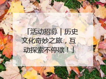 活动招募｜历史文化奇妙之旅，互动探索不停歇！
