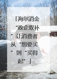 海尔消金“政企双补”让消费者从“想要买”到“买得起”