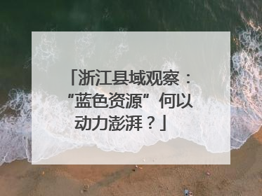 浙江县域观察：“蓝色资源”何以动力澎湃？