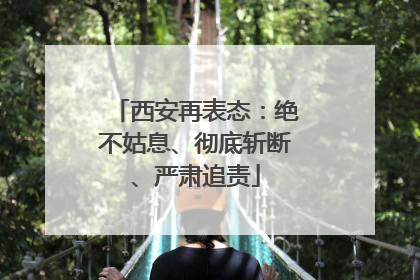 西安再表态：绝不姑息、彻底斩断、严肃追责