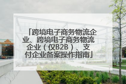 跨境电子商务物流企业、跨境电子商务物流企业（仅B2B）、支付企业备案操作指南