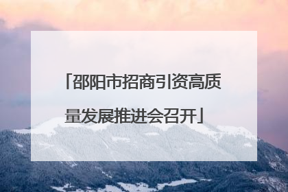 邵阳市招商引资高质量发展推进会召开