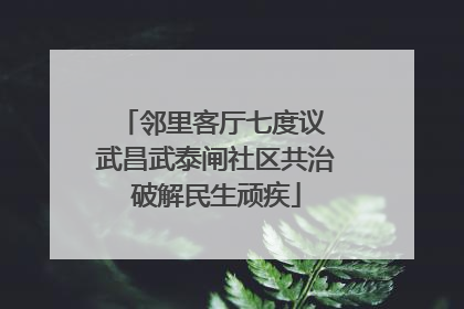 邻里客厅七度议 武昌武泰闸社区共治破解民生顽疾