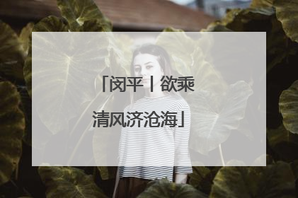 闵平丨欲乘清风济沧海