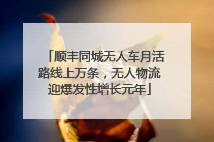 顺丰同城无人车月活路线上万条，无人物流迎爆发性增长元年