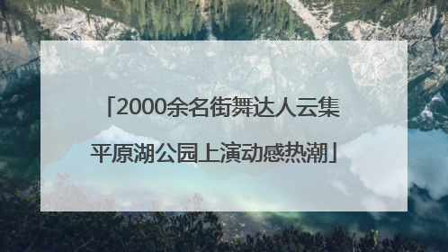2000余名街舞达人云集 平原湖公园上演动感热潮