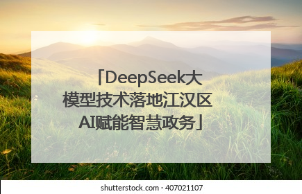 DeepSeek大模型技术落地江汉区 AI赋能智慧政务